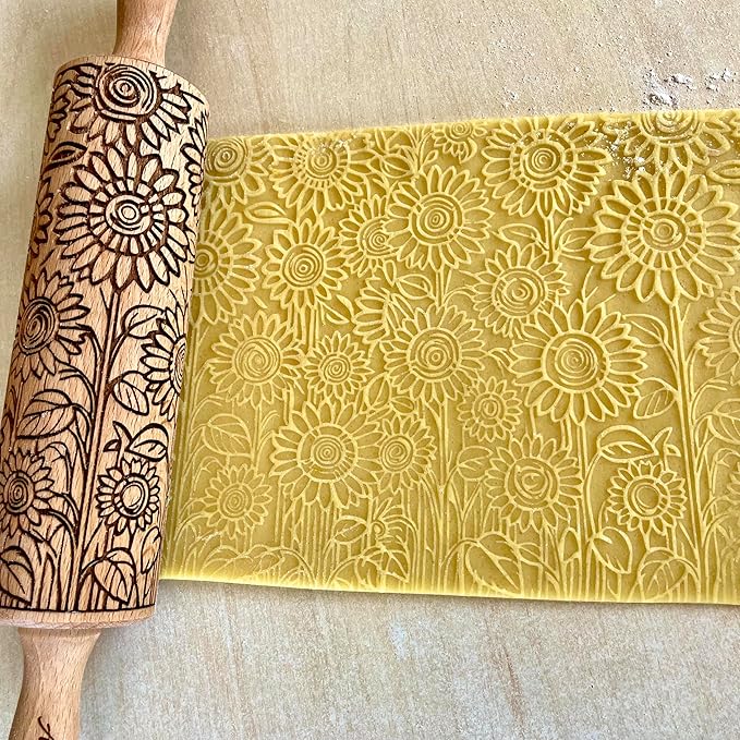 SUNFLOWER FIELD Embossed Rolling Pin - Image 6