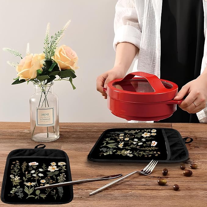 Dark Floral Botanical Pot Holders - Image 5