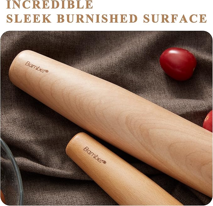 Bamber Wood French Rolling Pin for Baking Small Wooden Rolling Dowel Stick - Image 5