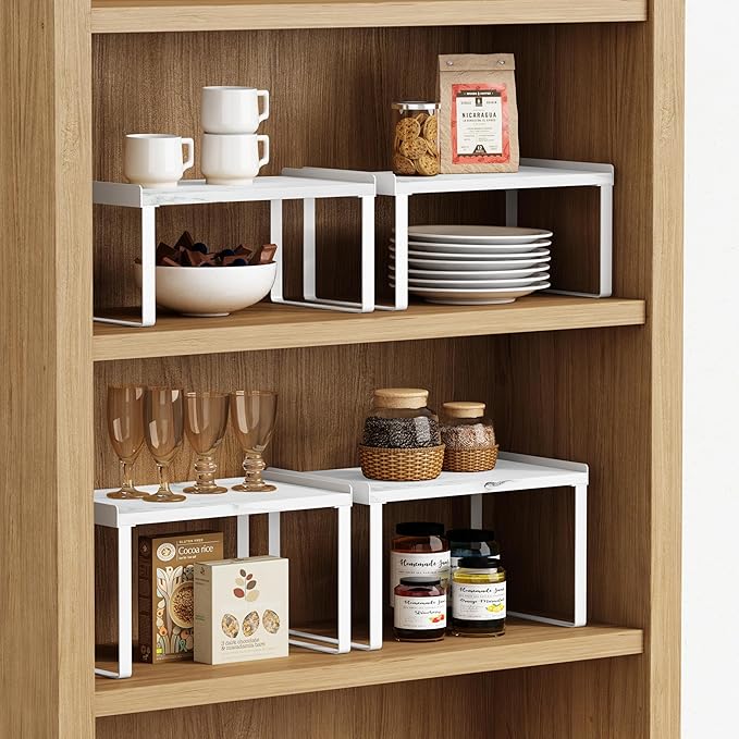 Goozii White Marble Kitchen Counter Shelf Organizer, Modern Dish Plate Organizer - Image 4