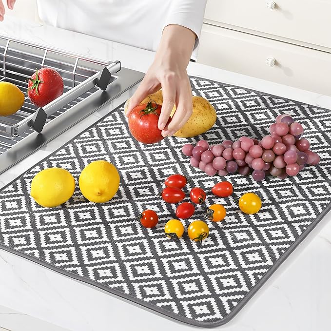 Subekyu 2 Pack Dish Drying Mat, 24*18 inch Ultra Absorbent Microfiber Dishes - Image 3