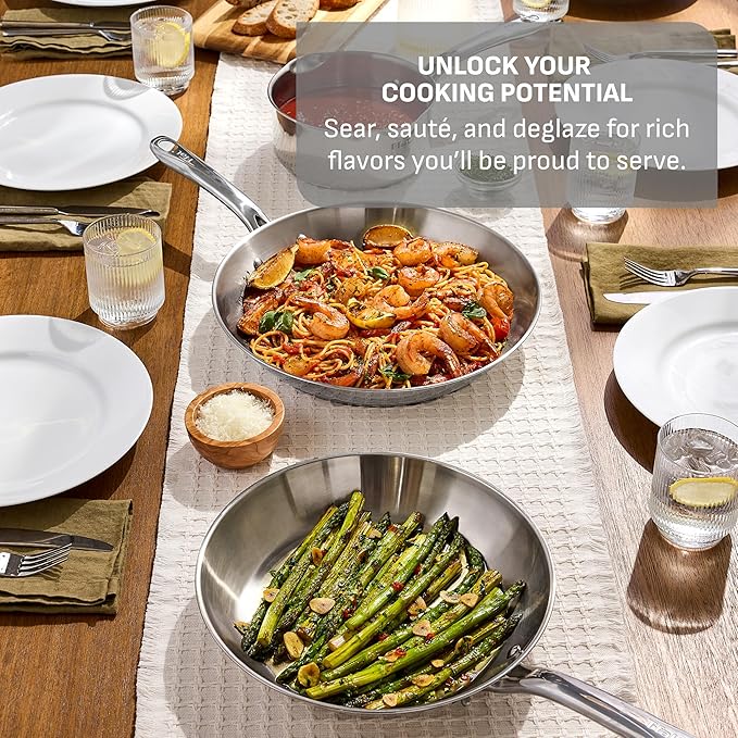 T-Fal Gourmet 11" & 12" Stainless Steel Pan Set, Induction Compatible, - Image 3