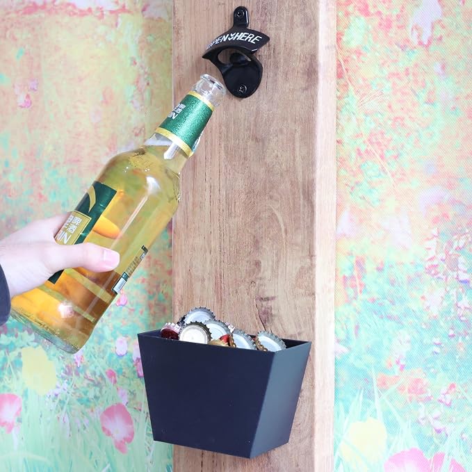Wall Mounted Bottle Opener Stainless, Rustproof Post Mounted Beer Bottle Cap - Image 3