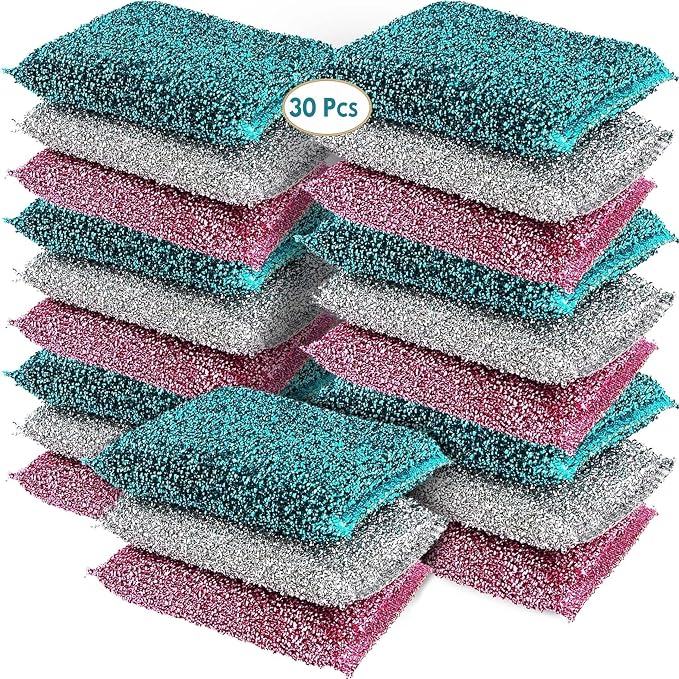 Dish Sponges for Kitchen Non-Scratch Scrub Sponges for Dishes, Stainless Steel by TheCrownChoice