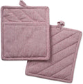 DII 100% Cotton Solid Chambray Kitchen Set, Potholders, Barn Red, 2 Piece by DII