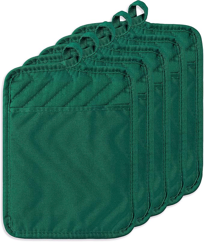 GROBRO7 5Pack Pocket Pot Holders Cotton Heat Resistant Potholder Multipurpose by GROBRO7