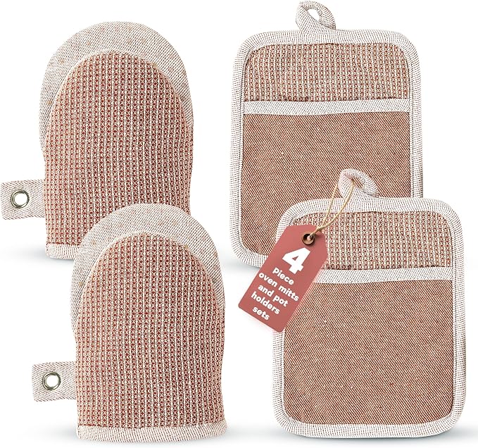 Casa Platino Cute Oven Mitts & Pot Holders, 4-Piece – Oven Mitts Heat Resistant by CasaPlatino