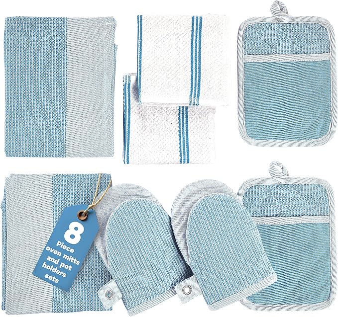 Casa Platino Silicone Oven Mitts Set, 8-Piece – 500°F Heat Resistant Mini Oven by CasaPlatino