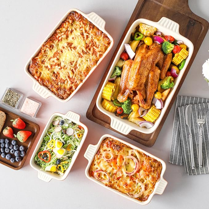 MALACASA Bakeware Set of 4, Porcelain Baking Pans Set - Image 5