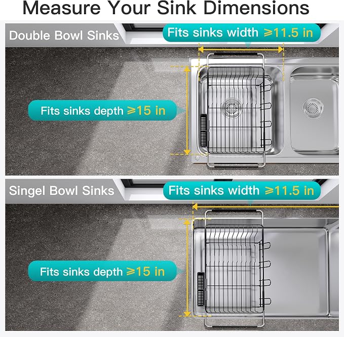JASIWAY Dish Drying Rack in Sink, Expandable Stainless Steel Dish Drainers - Image 3