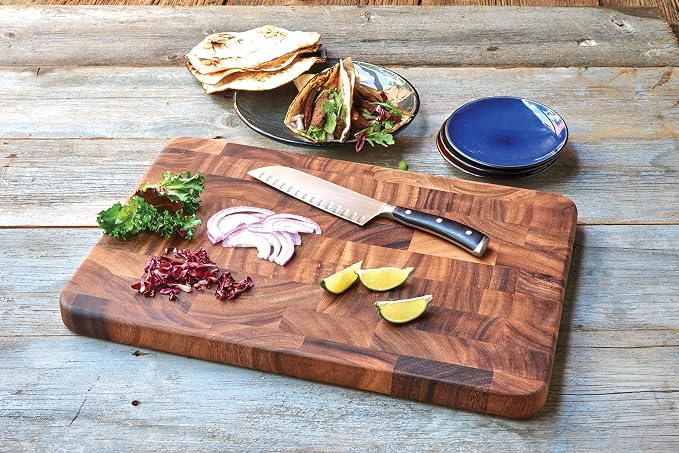 Ironwood Gourmet Large End Grain Prep Station Acacia Wood Cutting Board - Image 3