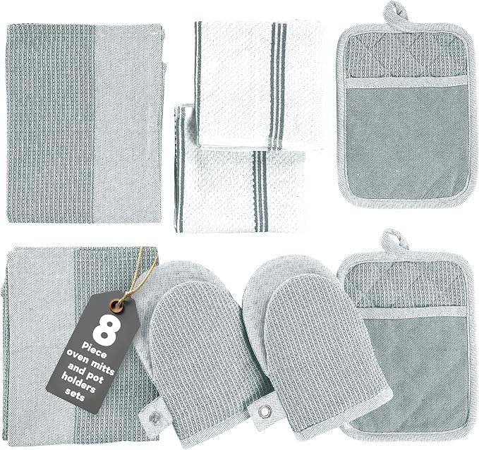 Casa Platino 8-Piece Mini Oven Mitt & Pot Holder Set – 500°F Heat Resistant by CasaPlatino