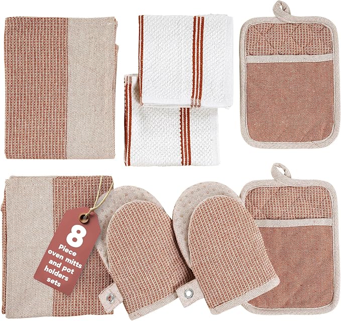Casa Platino Potholders for Kitchens, 8-Piece – 500°F Heat Resistant Oven Mitts by CasaPlatino